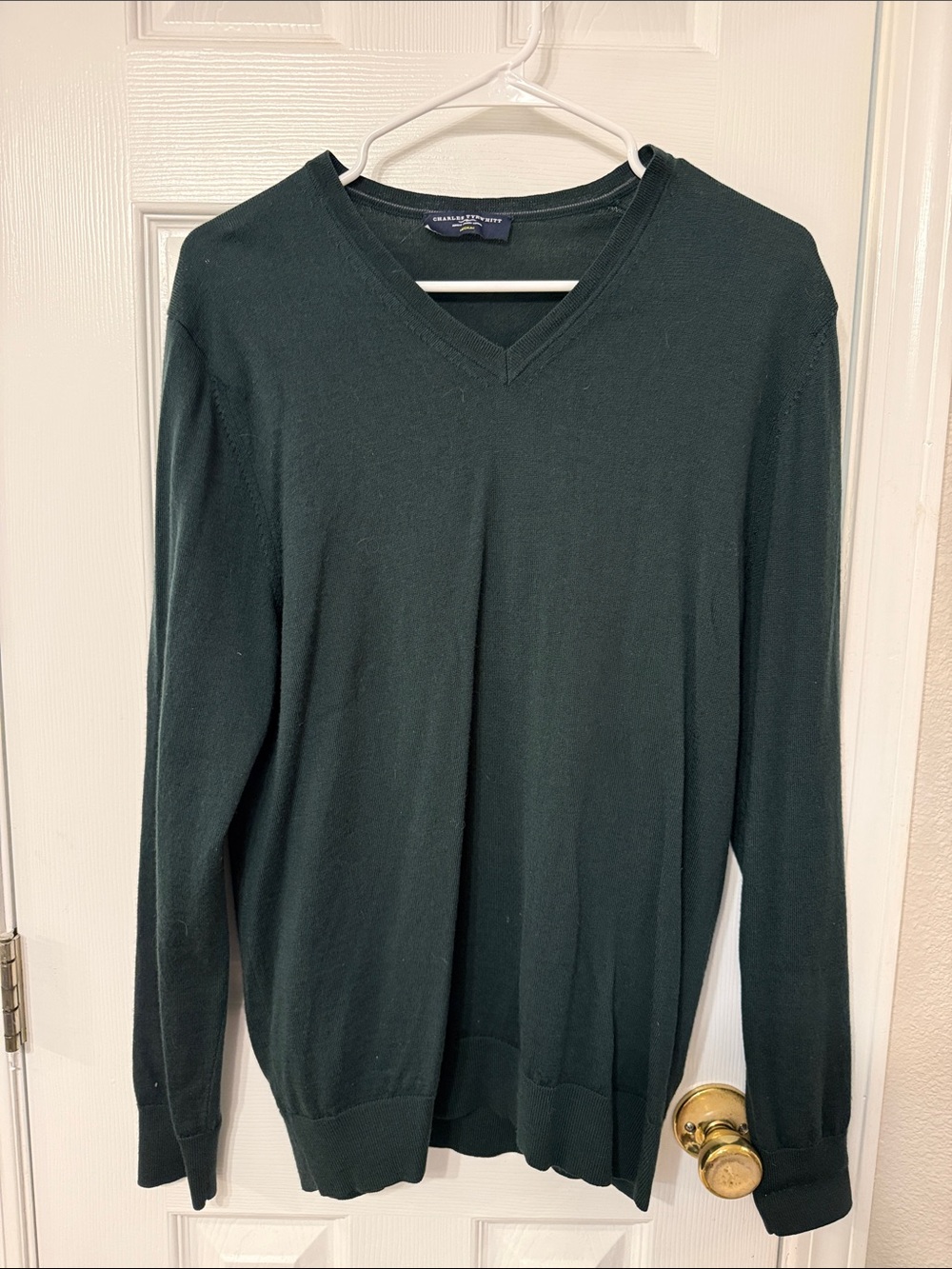 Charles Tyrwhitt Men's Deep Green V-Neck Sweater